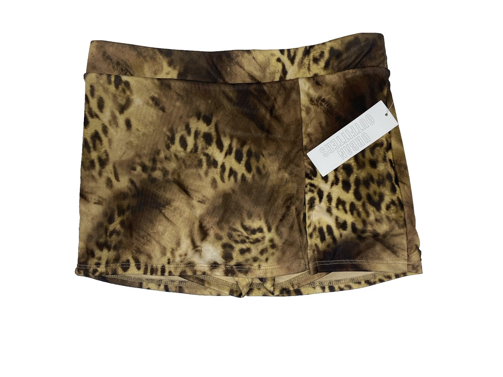 Urban Outfitters Womens Low-Rise Micro Mini Skort Size Medium Brown Animal Print